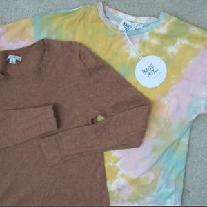 Princess Polly Tye Die Tee, NWT & preloved J.CREW Pullover long sleeve size S